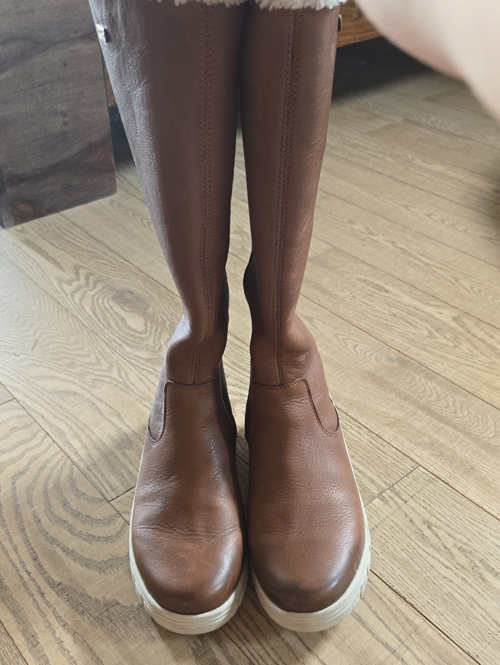 Remonte by Rieker | Cognac Waterproof Faux Fur-Lined Knee-High Boots, Size 38 - Picture 7 of 8